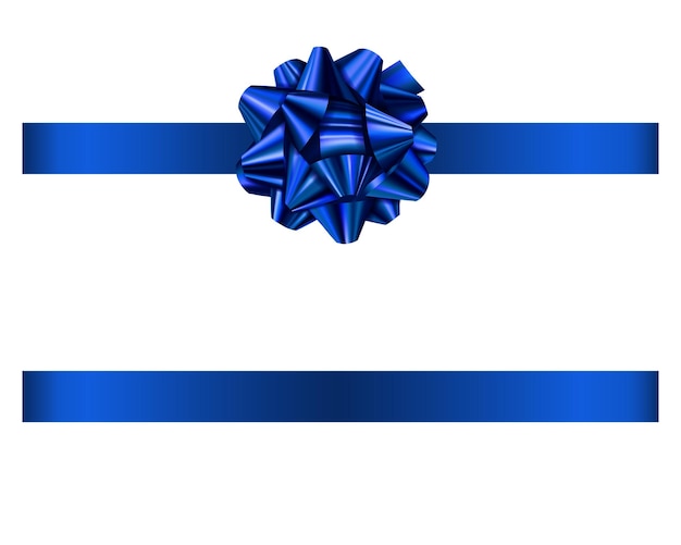 Vector blue bow and ribbon. isolated bow with ribbon for christmas and birthday decorations