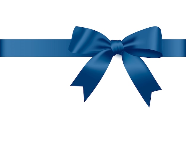 Blue bow and satin ribbon.