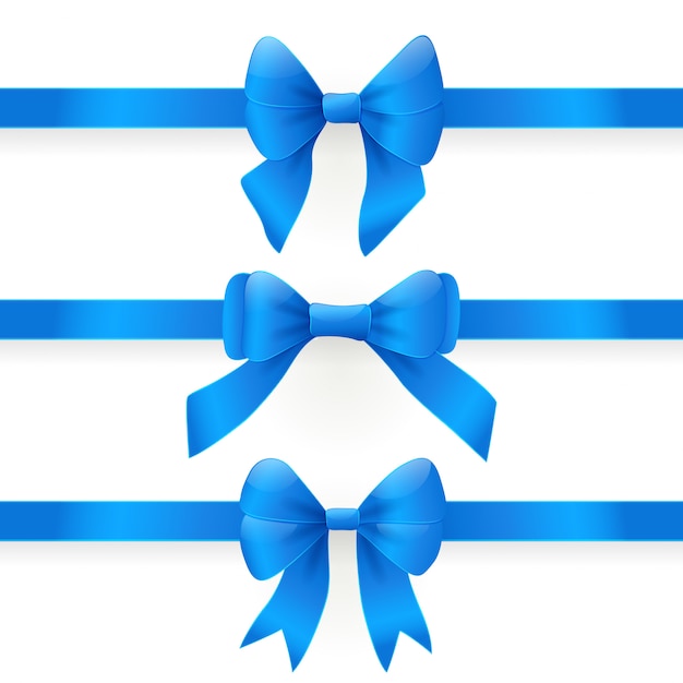 Vector blue bows. set of design elements on white backgound