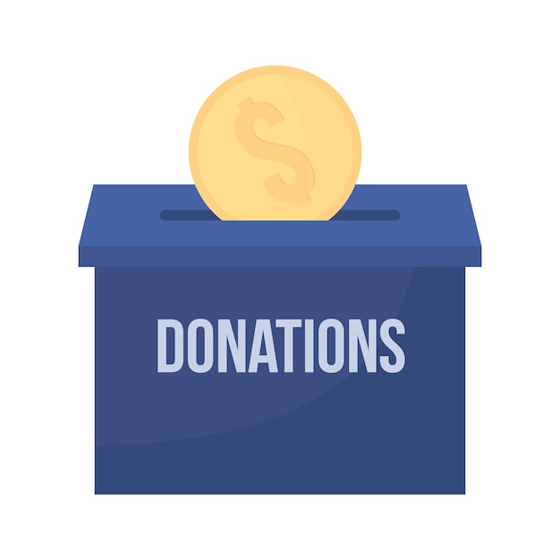 Blue box for donations semi flat color vector item