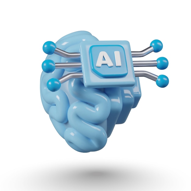 blue brain with title ai concept of artificial intelligence cyber brain help