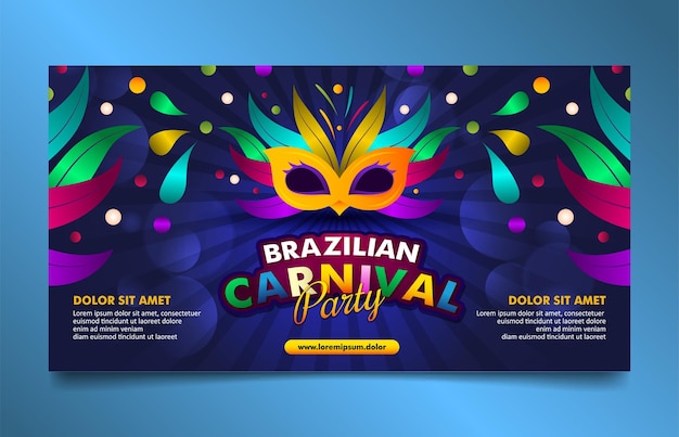 Blue Brazilian Carnival social media cover template with colorful elements design