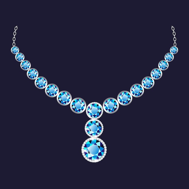 blue bright necklace icon realistic illustration of blue bright necklace vector icon for web design