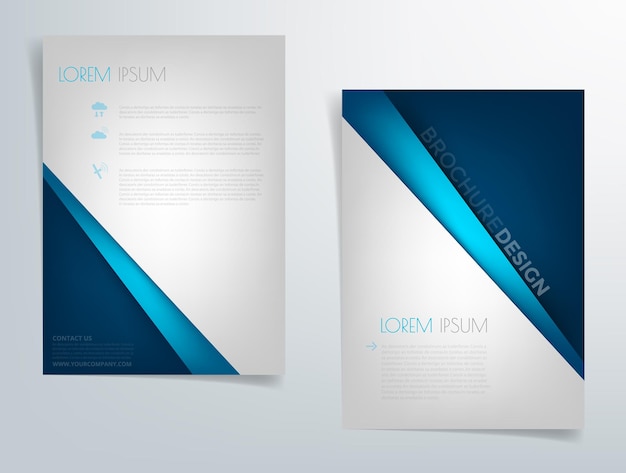 Vector blue brochure geometric triangle overlap vector layer background for text and message design