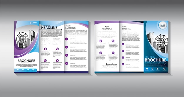 Blue brochure trifold business template