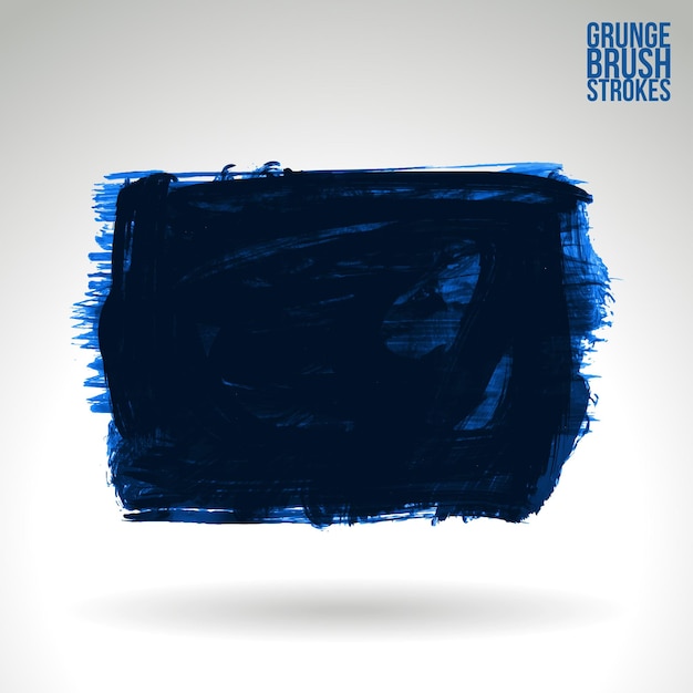 Синий мазок кистью и текстура гранж вектор абстрактный элемент ручной росписи