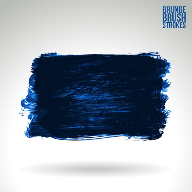 Синий мазок кистью и текстура гранж вектор абстрактный элемент ручной росписи