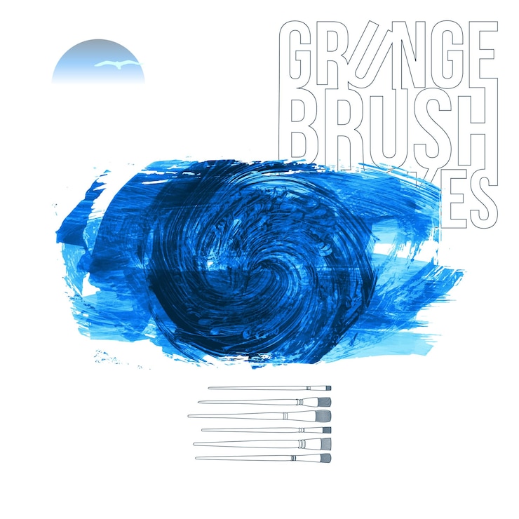 Vector blue brush stroke and texture grunge vector abstract hand painted element underline and border