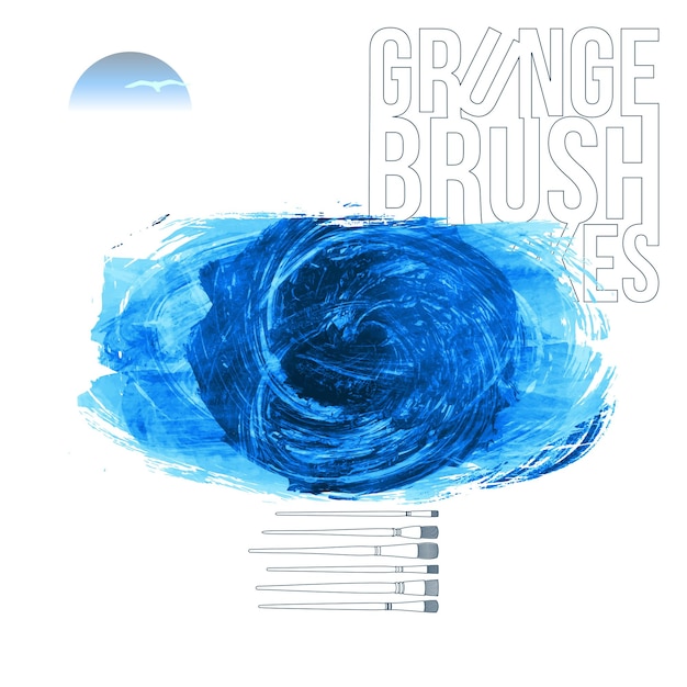 Blue brush stroke and texture Grunge vector abstract hand painted element Underline and border