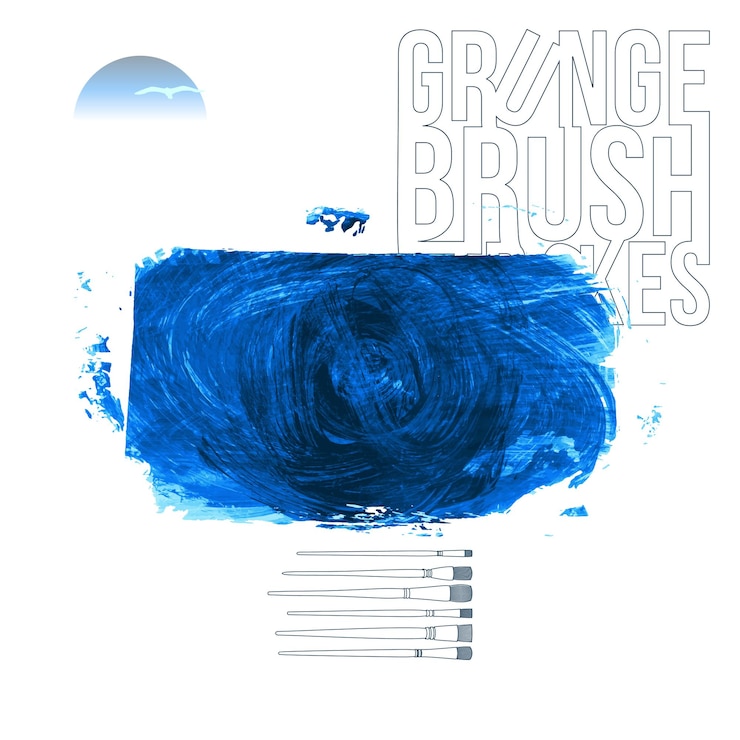 Vector blue brush stroke and texture grunge vector abstract hand painted element underline and border