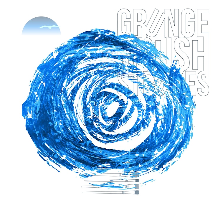 Vector blue brush stroke and texture grunge vector abstract hand painted element