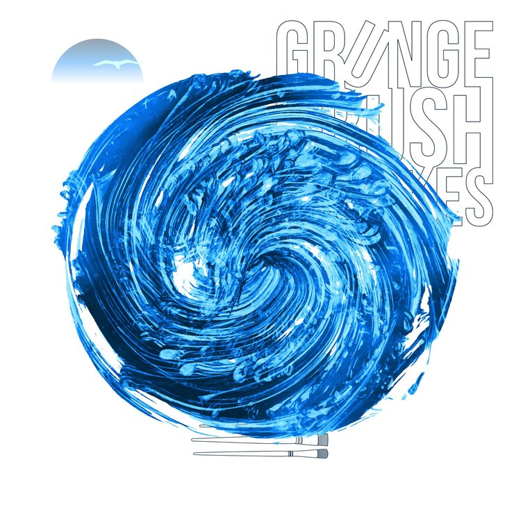 Vector blue brush stroke and texture grunge vector abstract hand painted element