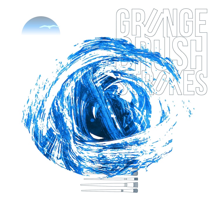 Vector blue brush stroke and texture grunge vector abstract hand painted element