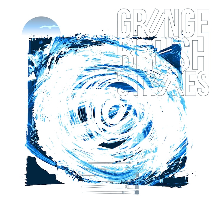 Vector blue brush stroke and texture grunge vector abstract hand painted element