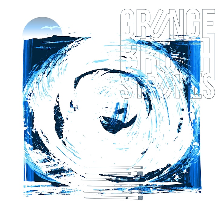 Vector blue brush stroke and texture grunge vector abstract hand painted element