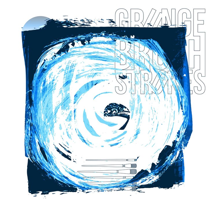 Vector blue brush stroke and texture grunge vector abstract hand painted element