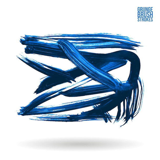 Pennellata blu e texture elemento dipinto a mano astratto di vettore di lerciume