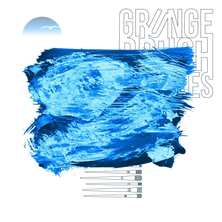 Vector blue brush stroke and texture grunge vector abstract hand painted element