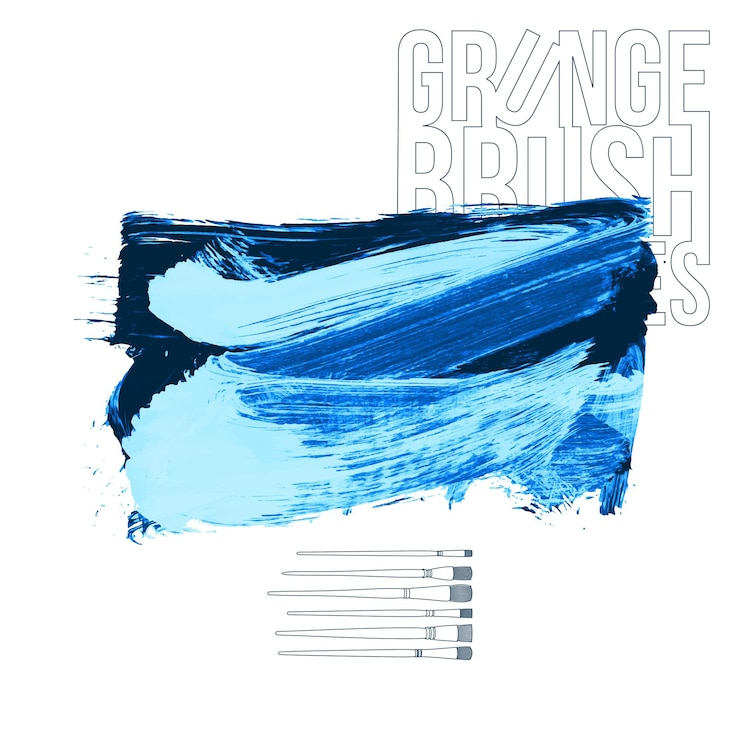 Vector blue brush stroke and texture grunge vector abstract hand painted element