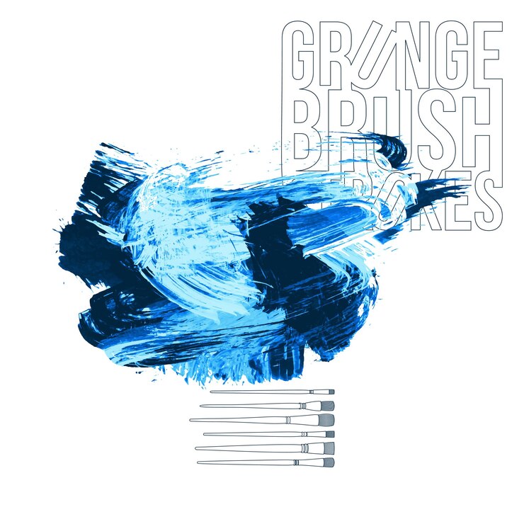Vector blue brush stroke and texture grunge vector abstract hand painted element