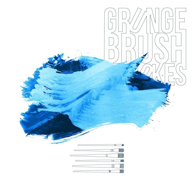 Blue brush stroke and texture Grunge vector abstract hand painted element