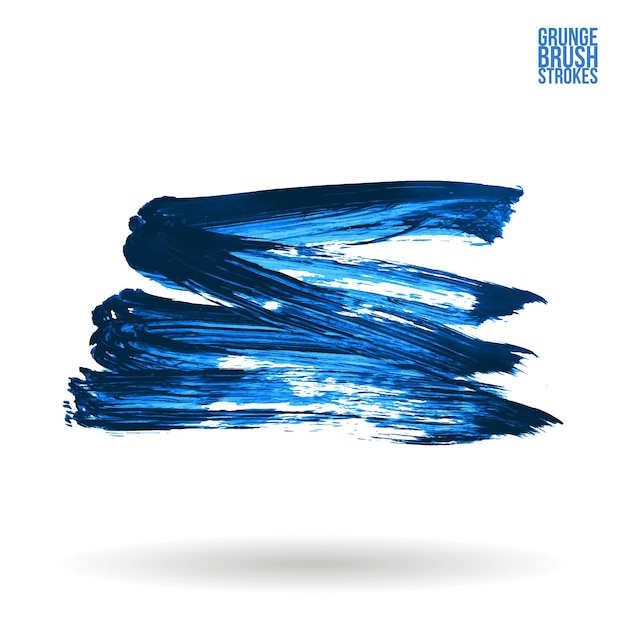 Blue brush stroke and texture Grunge vector abstract hand painted element