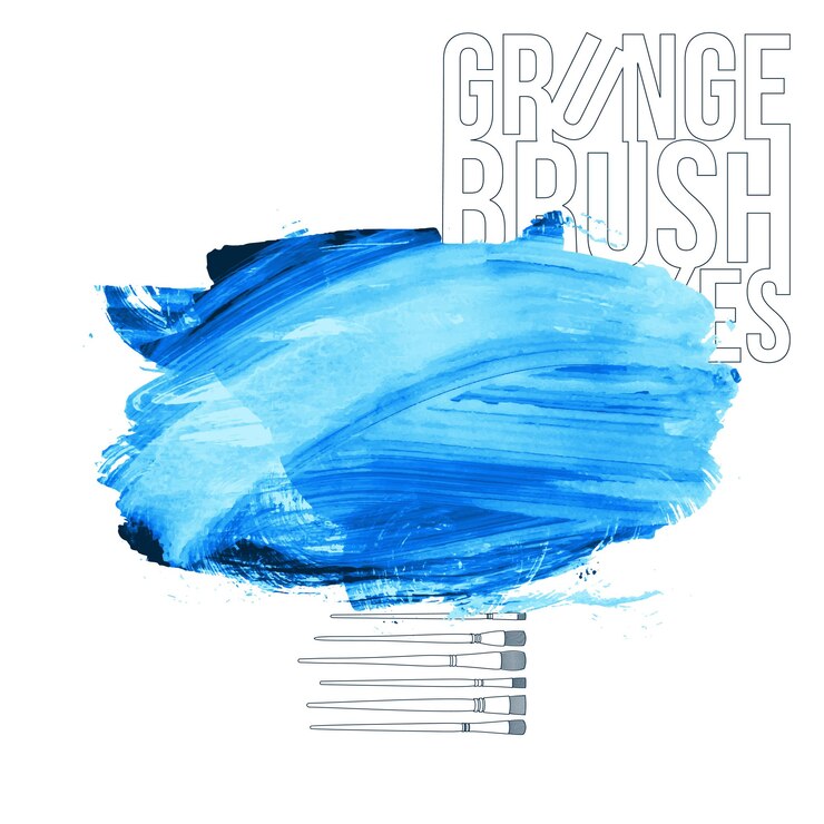 Vector blue brush stroke and texture grunge vector abstract hand painted element