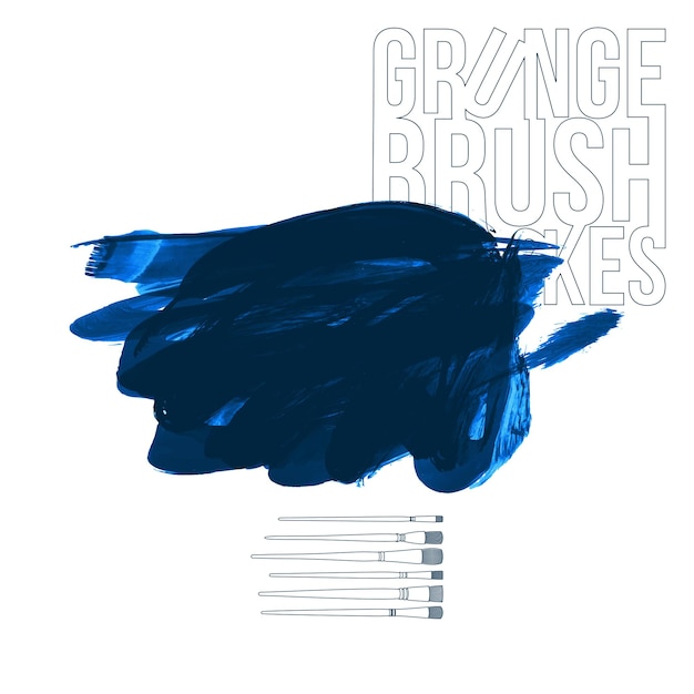 Blue brush stroke and texture Grunge vector abstract hand painted element