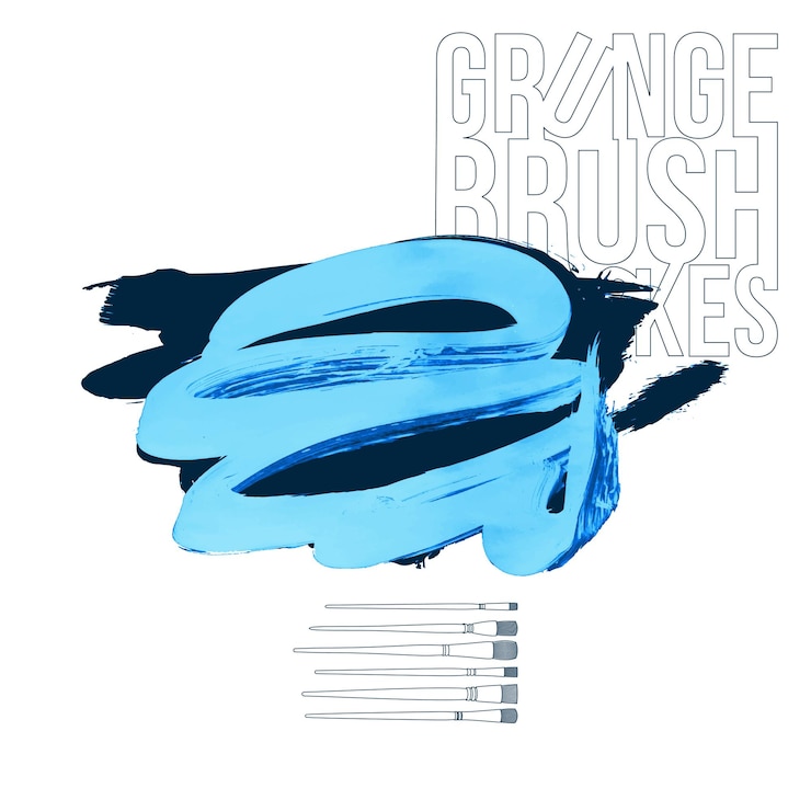 Vector blue brush stroke and texture grunge vector abstract hand painted element