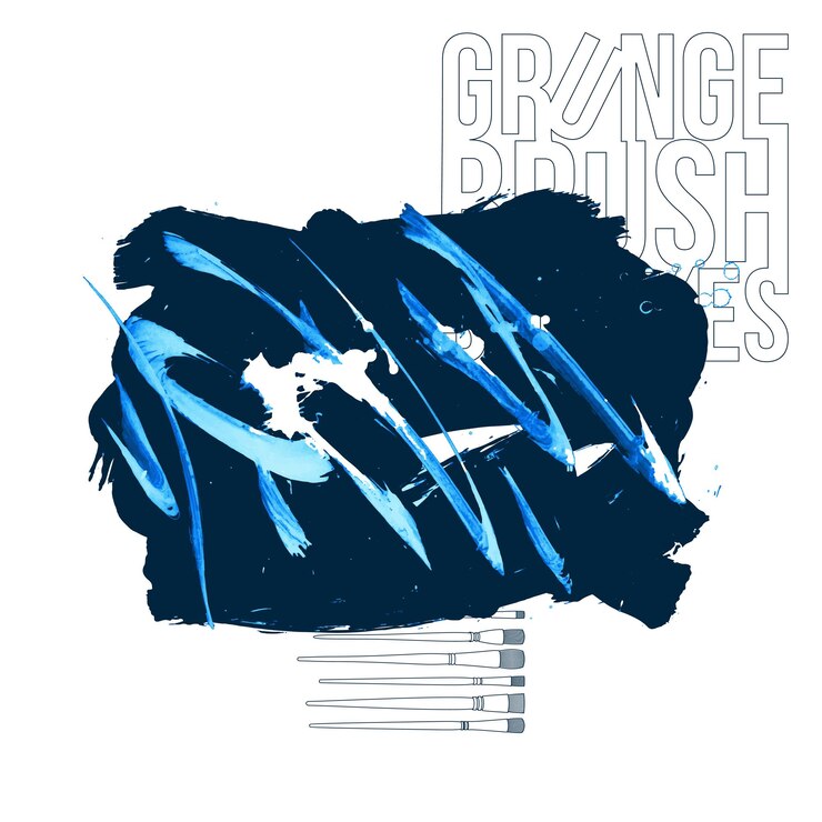 Vector blue brush stroke and texture grunge vector abstract hand painted element