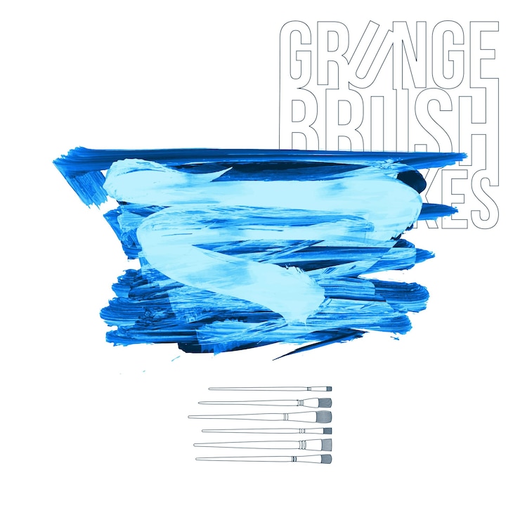 Vector blue brush stroke and texture grunge vector abstract hand painted element