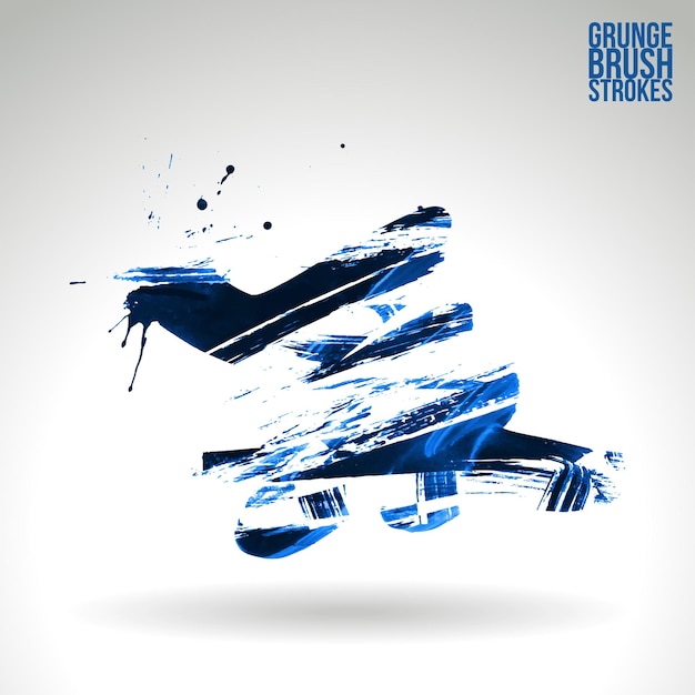 Blue brush stroke and texture Grunge vector abstract hand painted element