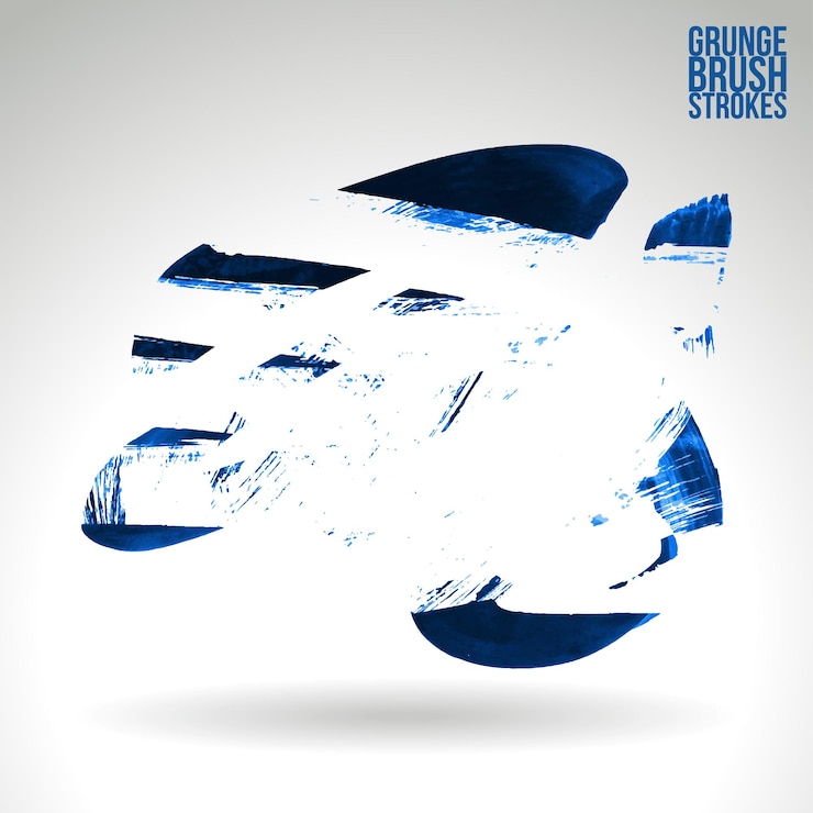 Vector blue brush stroke and texture grunge vector abstract hand painted element