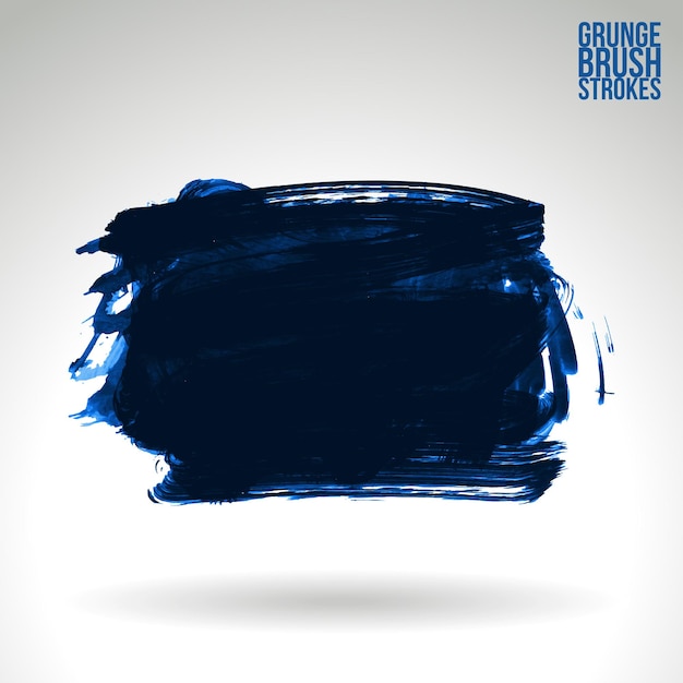 Blue brush stroke and texture Grunge vector abstract hand painted element