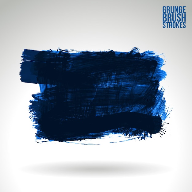 Blue brush stroke and texture Grunge vector abstract hand painted element