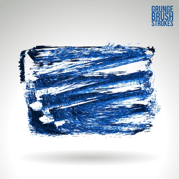 Синий мазок кистью и текстура Гранж вектор абстрактный элемент ручной росписи