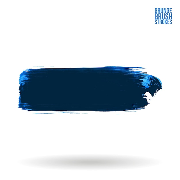 Синий мазок кистью и текстура Гранж вектор абстрактный элемент ручной росписи
