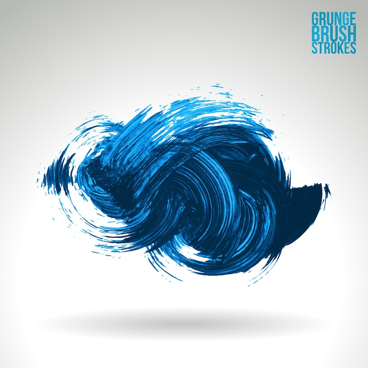Vector blue brush stroke and texture grunge vector abstract hand painted element