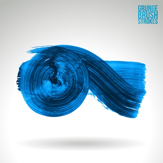 Blue brush stroke and texture grunge vector abstract hand painted element