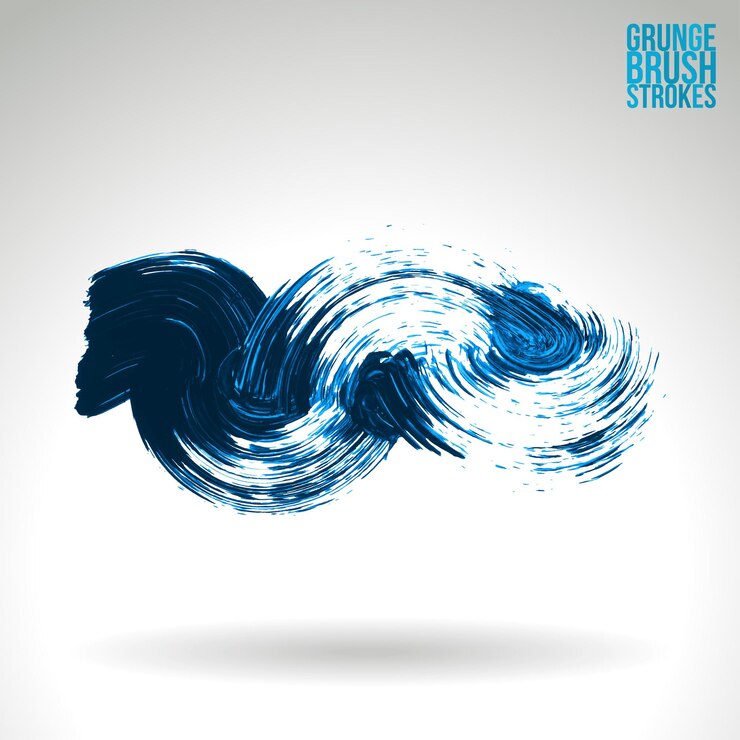 Vector blue brush stroke and texture grunge vector abstract hand painted element