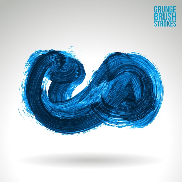 Blue brush stroke and texture Grunge vector abstract hand painted element