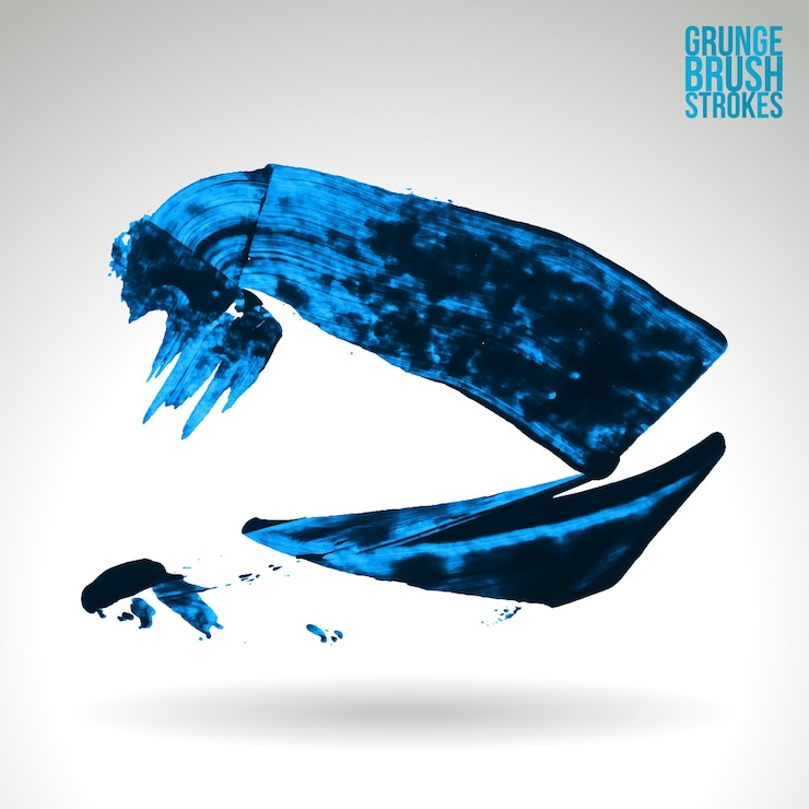 Vector blue brush stroke and texture grunge vector abstract hand painted element