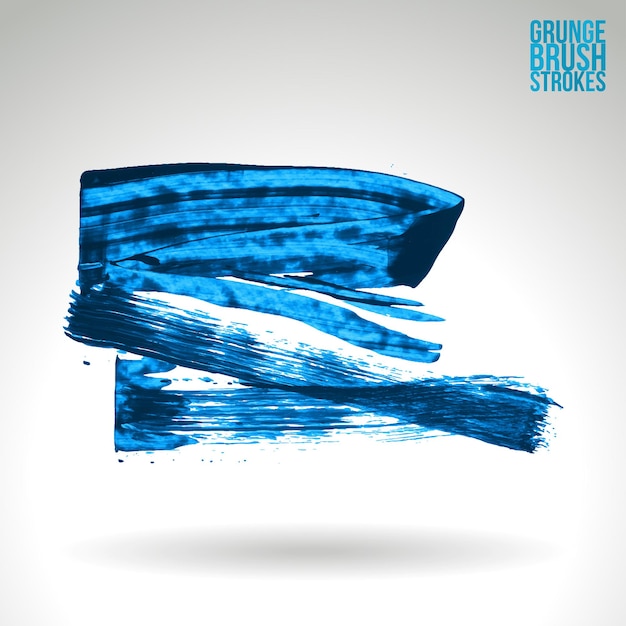 Blue brush stroke and texture grunge vector abstract hand painted element