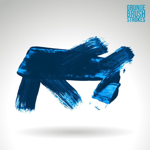 Blue brush stroke and texture Grunge vector abstract hand painted element