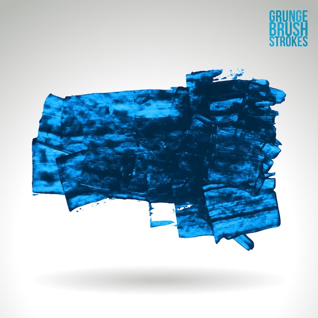 Blue brush stroke and texture Grunge vector abstract hand painted element