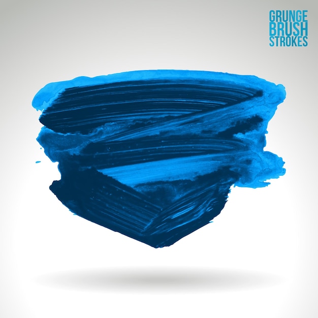 Blue brush stroke and texture. Grunge vector abstract hand - painted element.