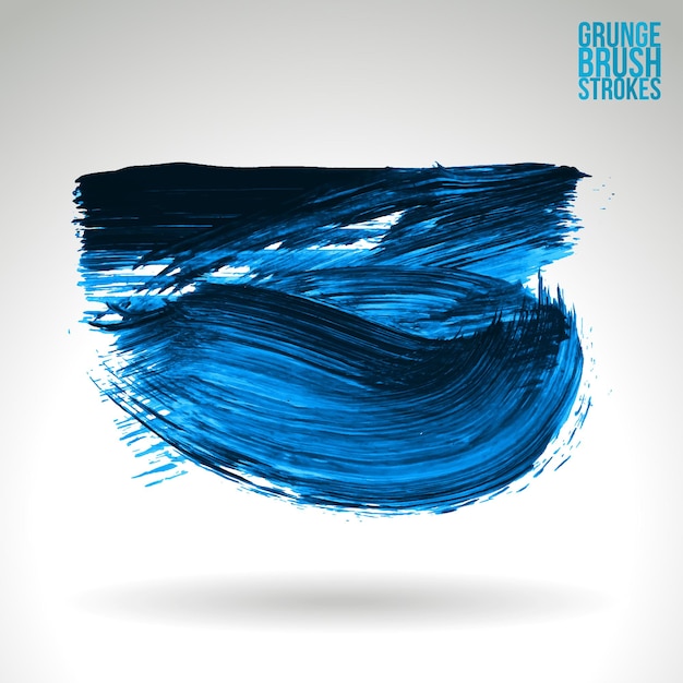 Blue brush stroke and texture. Grunge vector abstract hand - painted element.