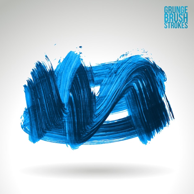 Blue brush stroke and texture. Grunge vector abstract hand - painted element.