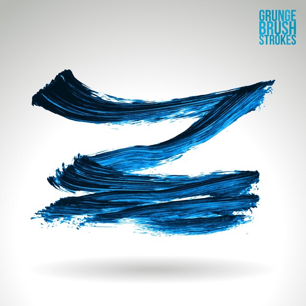 Blue brush stroke and texture. Grunge vector abstract hand - painted element.