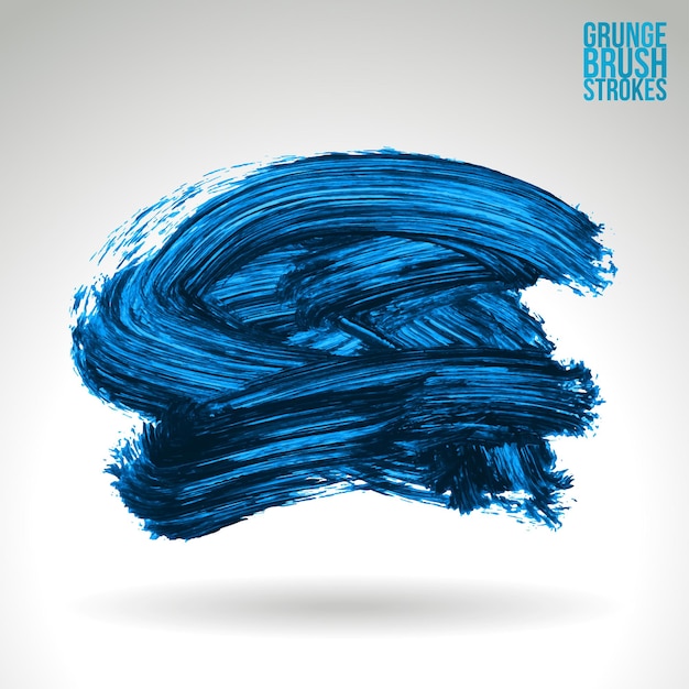 Blue brush stroke and texture. Grunge vector abstract hand - painted element.